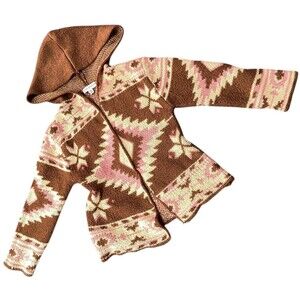 Woven Heart size 5 southwestern Aztec print open hooded cardigan soft cozy